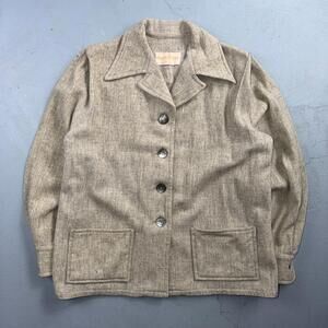 Vintage 1950s Western Star 49er Jacket Women’s Wool Coat Gray Pinup Rockabilly